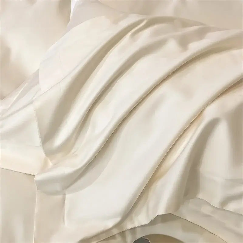 Cream-colored satin piece duvet cover from decorbites luxurious 1000tc egyptian cotton bedding set with soft folds