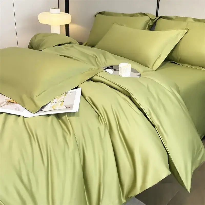 Satin green decorbites™ luxurious 1000tc egyptian cotton bedding set with piece duvet cover and fitted sheet