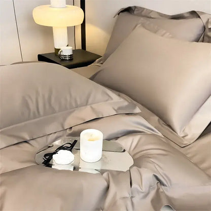 Silk-gray satin pillowcases with smooth lustrous finish from decorbites™ luxurious 1000tc egyptian cotton duvet cover set