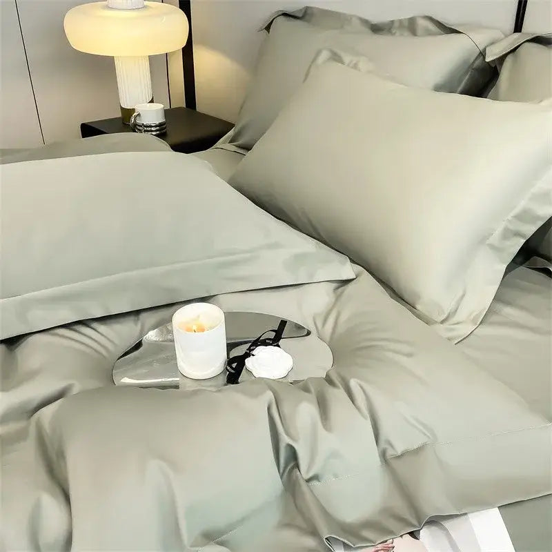 Silk-gray satin pillowcases from decorbites™ luxurious 1000tc egyptian cotton bedding set with glossy finish, ideal for duvet cover and fitted sheet ensembles
