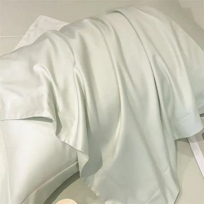 A soft off-white satin pillowcase from decorbites luxurious 1000tc egyptian cotton bedding set with smooth texture