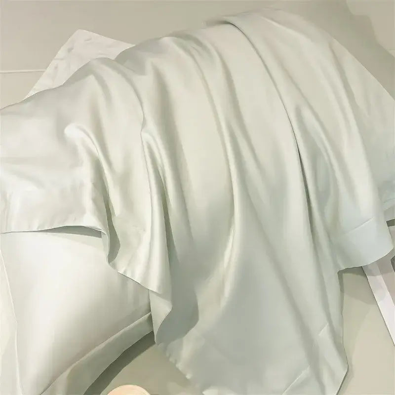 Off-white satin pillowcase with smooth texture in decorbites™ luxurious 1000tc egyptian cotton duvet cover set