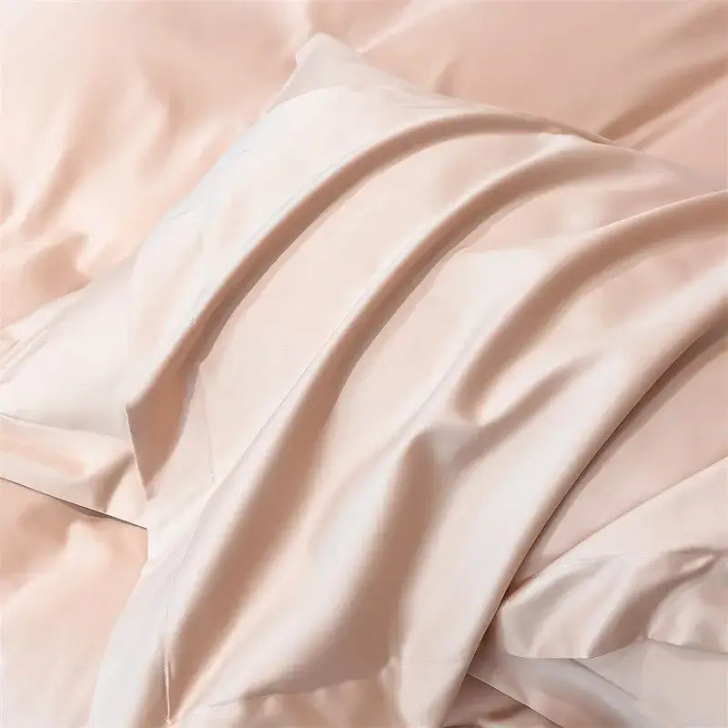 Soft blush pink satin pillowcase from decorbites™ luxurious 1000tc egyptian cotton bedding set with duvet cover