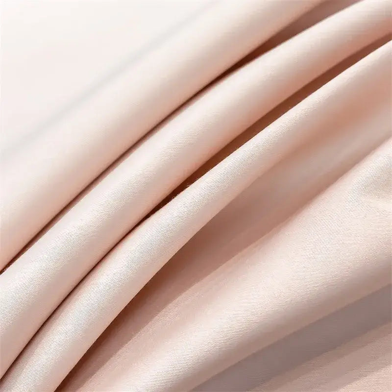 Soft blush pink satin duvet cover from the DecorBites™ luxurious 1000TC Egyptian cotton bedding set with subtle sheen