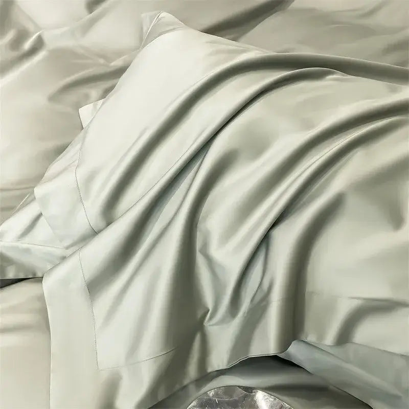 Soft light gray satin pillowcase with glossy finish from decorbites luxurious 1000tc egyptian cotton duvet cover set