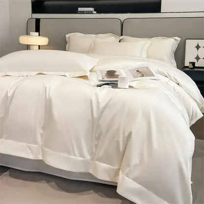 White satin duvet cover from decorbites™ luxurious 1000tc egyptian cotton bedding set with smooth glossy finish and stitched edges