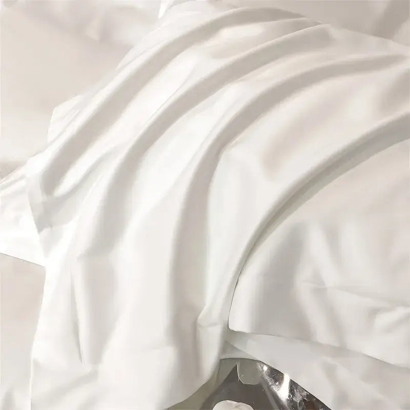 White satin fabric with smooth folds and subtle sheen in the decorbites™ luxurious 1000tc egyptian cotton duvet cover