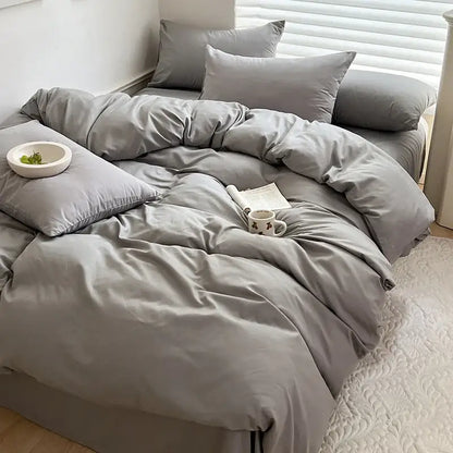 Gray duvet bedding set with soft smooth texture and matching pillows from decorbites™ luxurious cotton bedding set