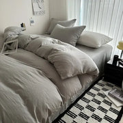 Gray quilted duvet cover set with matching pillows from decorbites™ luxurious cotton bedding set in various sizes