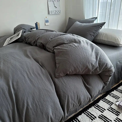 Gray textured cotton duvet cover set with matching pillows from decorbites luxurious cotton bedding set various sizes