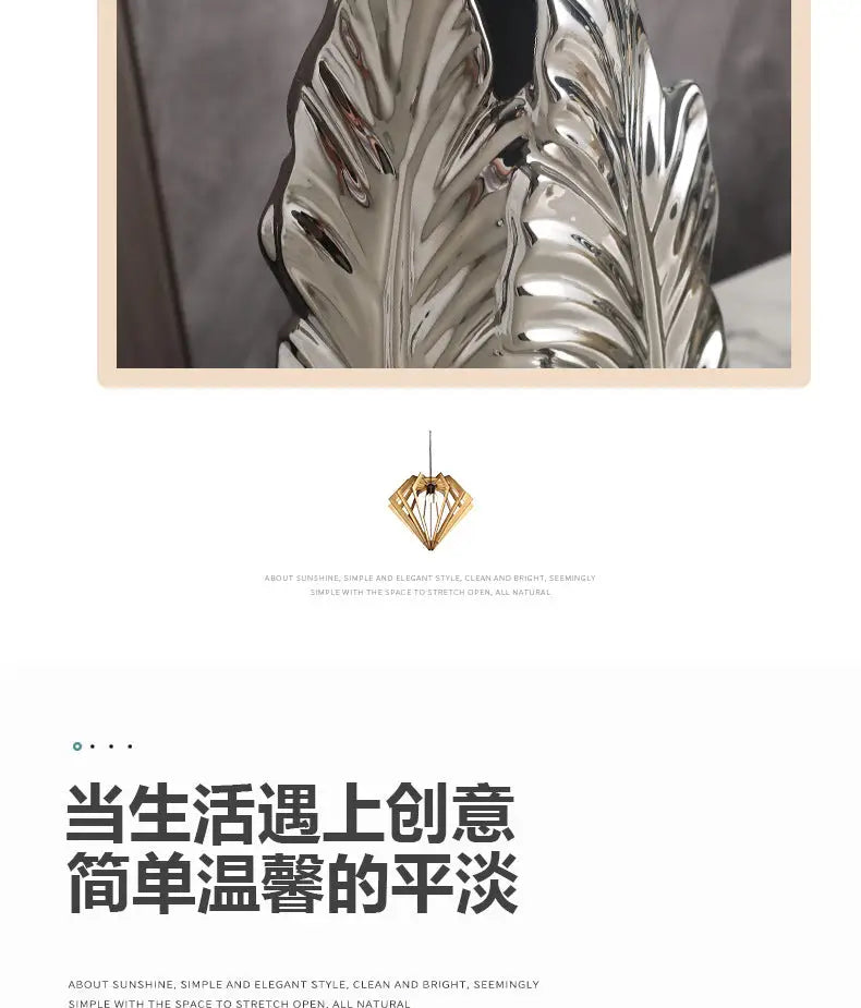 Shiny silver leaf-shaped decorative vase complementing decorbites™ luxurious gold ceramic vases for home decor