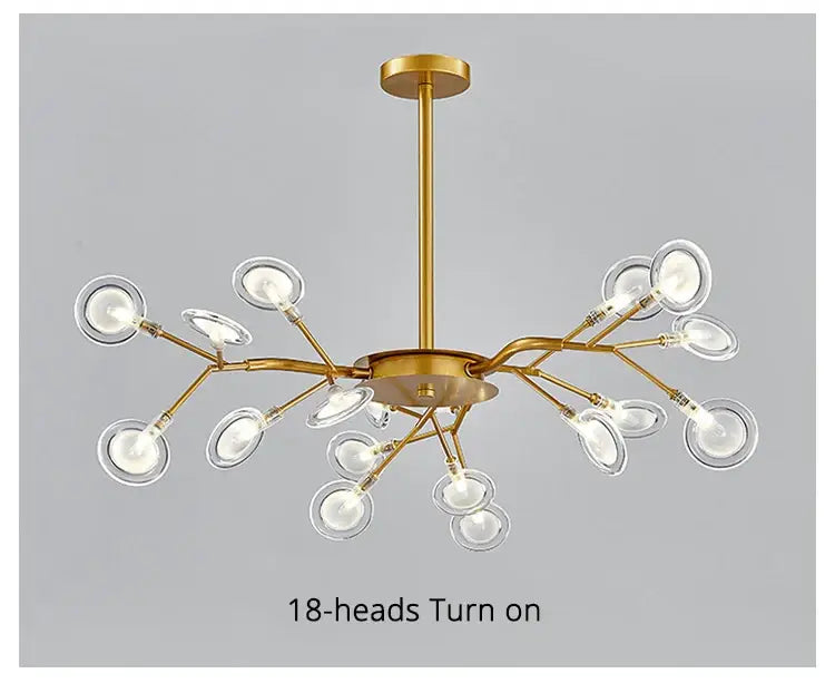 Decorbites™ luxurious golden led chandelier with 18 clear glass globes and branching metal frame for home lighting