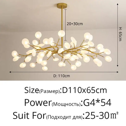 DecorBites™ luxurious golden led chandelier with gold-toned branch design and frosted glass globe lights for home