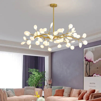 Decorbites™ luxurious golden led chandelier with gold-toned branch arms and frosted glass globe led lights for home