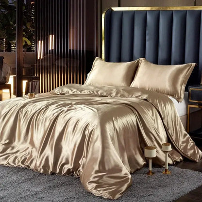 Decorbites luxurious nordic silk bedding set with champagne-colored duvet cover and pcs duvet cover for wide beds
