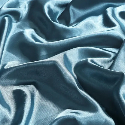 Decorbites™ luxurious silk bedding set pcs duvet cover in teal satin with smooth glossy finish and flowing folds