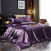 Decorbites™ luxurious silk purple satin bedding set with duvet cover and matching pcs duvet for width bed sizes
