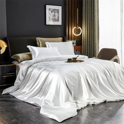 White satin duvet cover from decorbites™ luxurious silk bedding set with smooth glossy finish for width bed pcs duvet