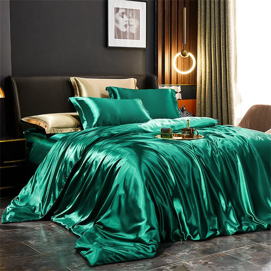 Lush emerald green silk duvet cover bedding set with matching pcs duvet cover and coordinating width bed options