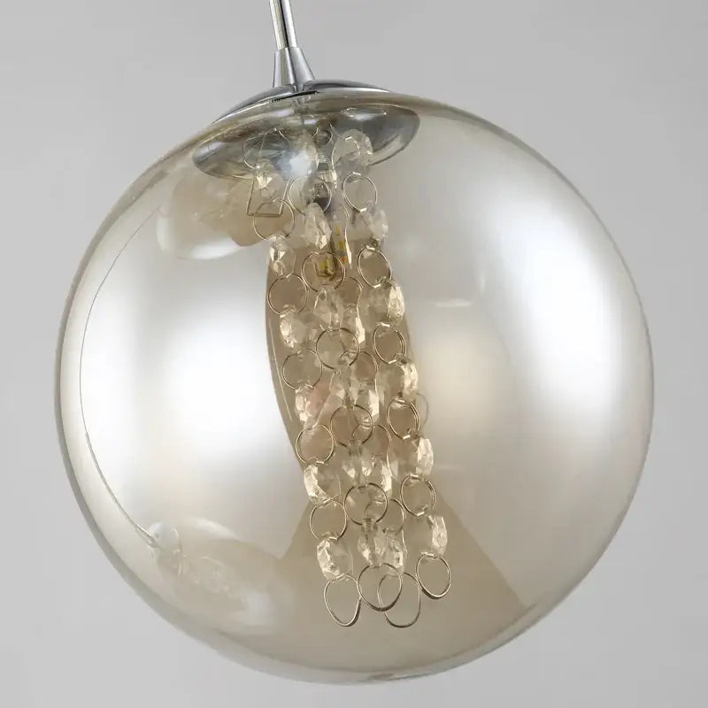 Decorbites™ luxurious spiral led chandelier featuring a spherical translucent glass pendant with chrome finish and crystals