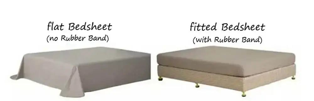 Beige flat and fitted bedsheets with elastic band in DecorBites™ luxurious svetanya egyptian cotton bedding set
