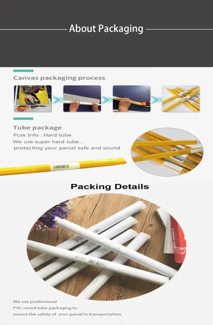Yellow and white hard pvc tubes designed for packaging decorbites luxury car canvas art print for home decor gifting