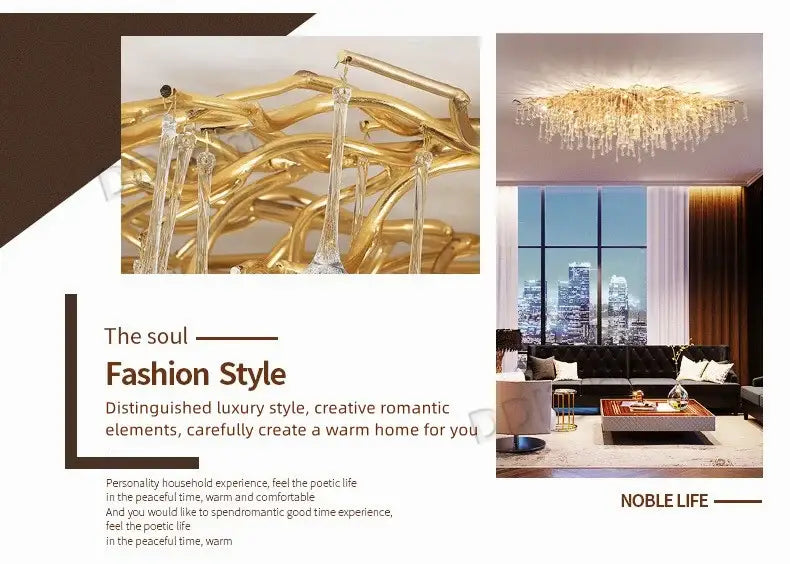 Decorbites luxury crystal chandelier with gold-toned frame and cascading crystal droplets for elegant home decor