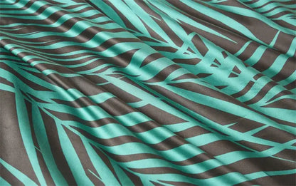 Decorbites luxury egyptian cotton duvet cover and pillowcases with teal and dark brown zebra striped satin fabric