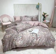 Decorbites luxury egyptian cotton duvet cover set in soft mauve with flamingo leaf floral pattern and pieces pillowcases 48 74cm