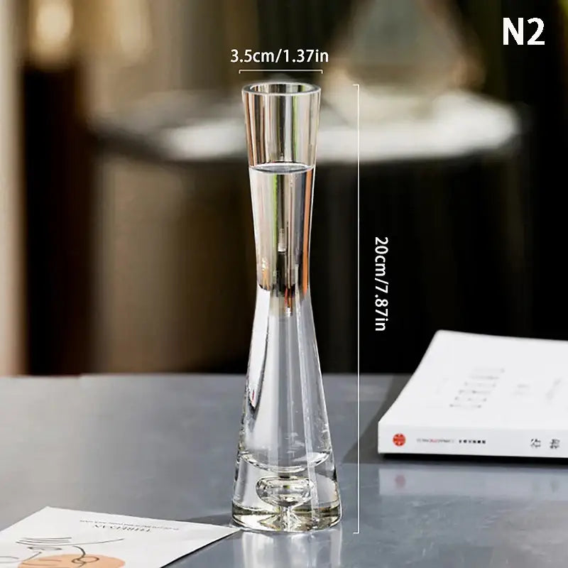 Decorbites™ luxury glass flower vase with tapered design and metallic silver accent band for elegant home decor