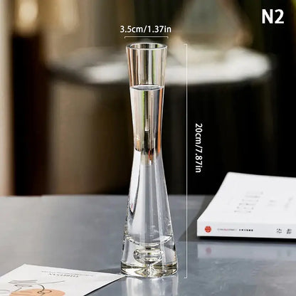 Decorbites™ luxury glass flower vase with tapered design and metallic silver accent band for elegant home decor
