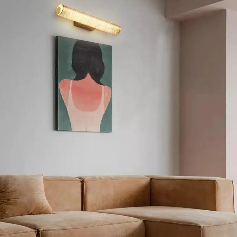Decorbites luxury gold vanity wall sconce with a gold finish textured perforated cylindrical design modern wall sconce