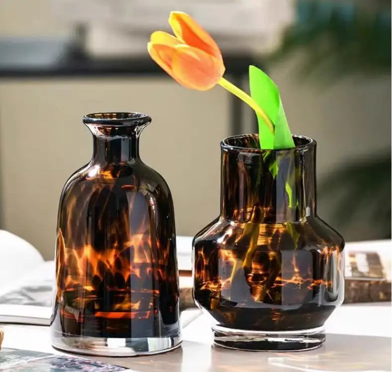 Luxury Leopard Glass Vase for Home Decor - Vase