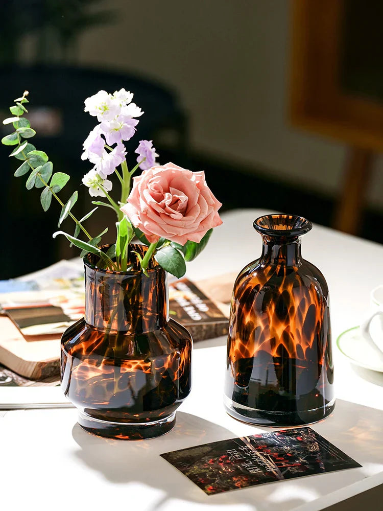 DecorBites™ Luxury Leopard Glass Vase for Home Decor