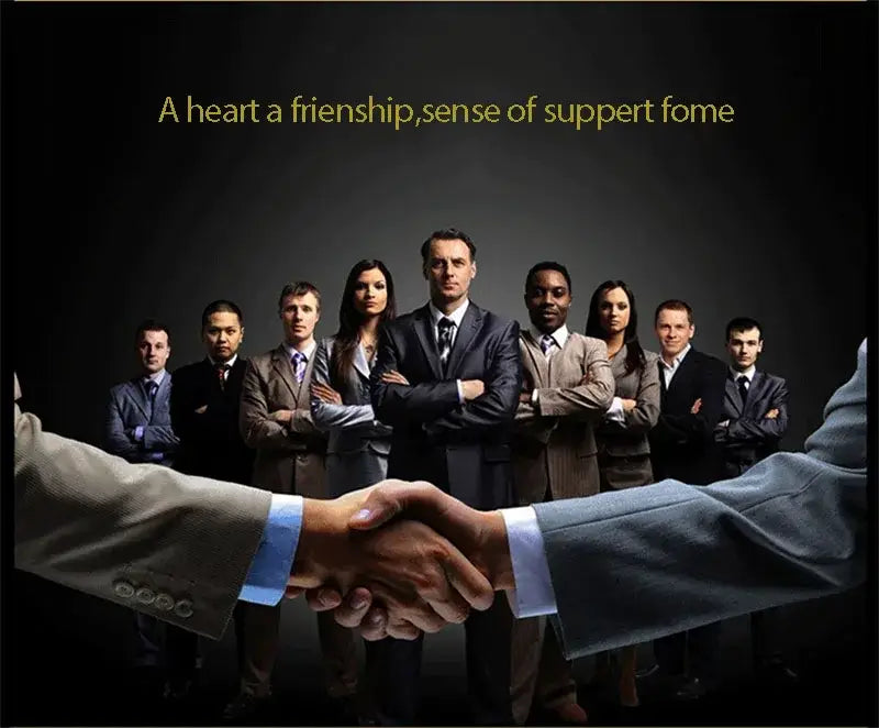 A formal handshake between business professionals with diverse executives behind showcasing decorbites luxury mulberry silk duvet cover bedding set