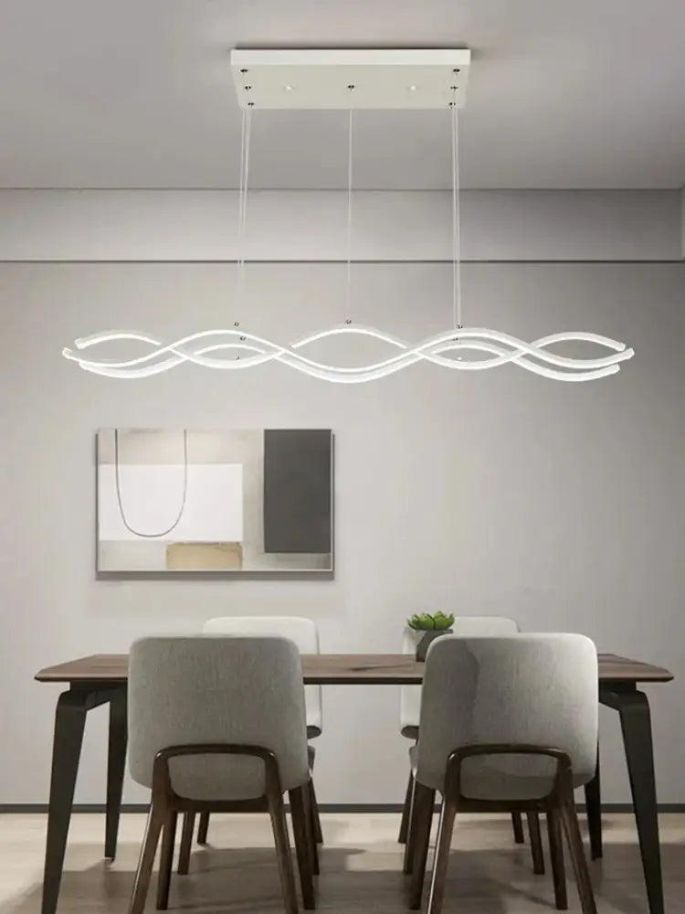 Modern white led pendant light with wavy design from decorbites luxury nordic chandeliers for dining room lighting