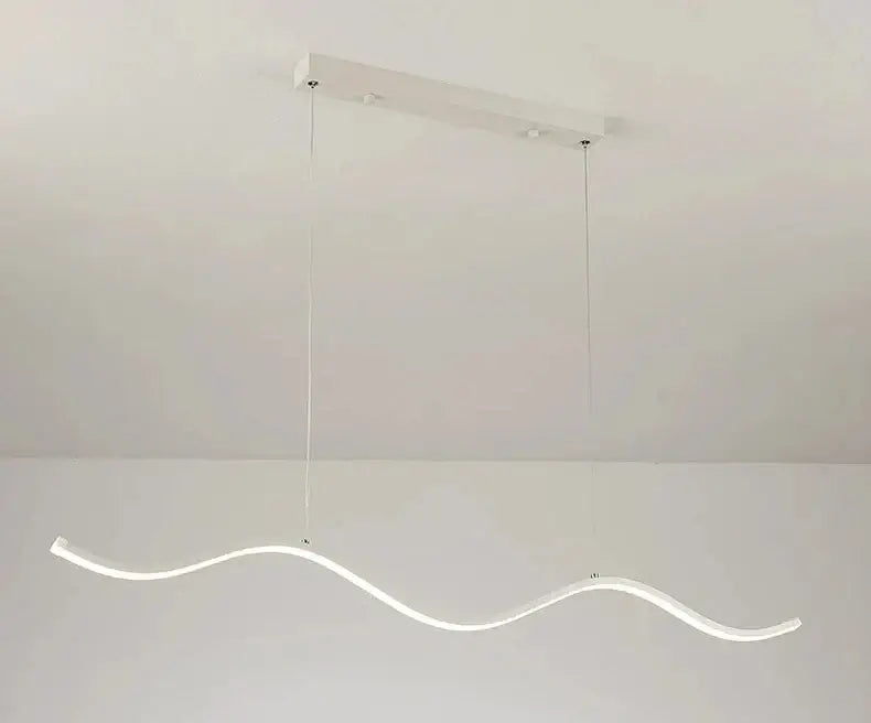 A sleek white led pendant light with wave design from DecorBites™ luxury nordic chandeliers for dining room lighting