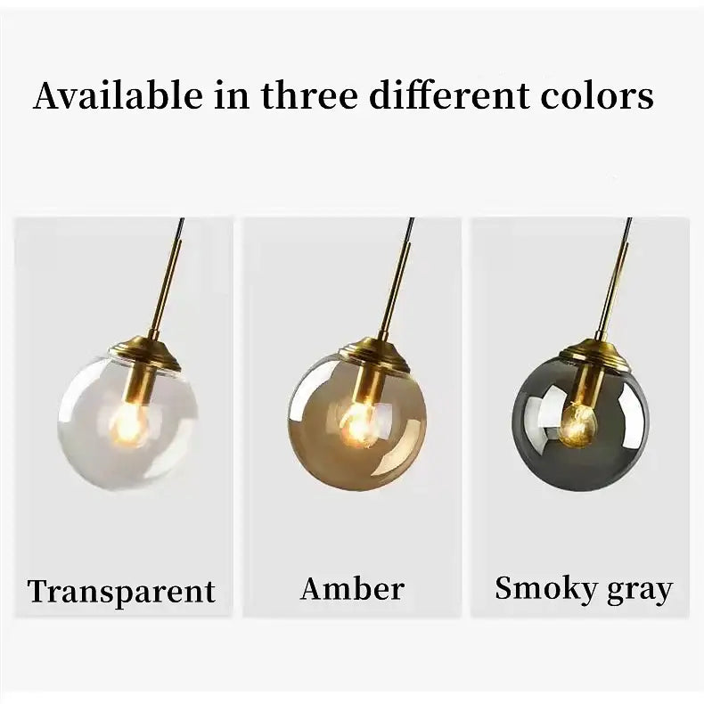 Decorbites™ luxury nordic led chandelier with transparent amber smoky gray glass shades and brass fixtures for dining room