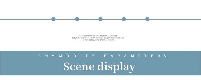 Minimalist scene display with commodity parameters text for DecorBites luxury nordic led chandelier in dining room setting