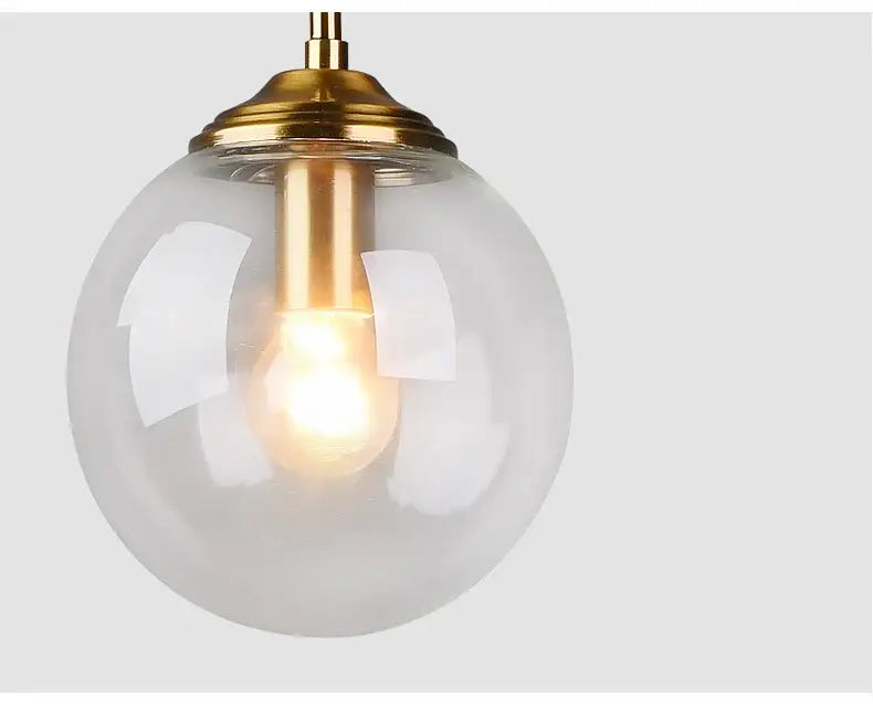 Decorbites luxury nordic led chandelier with clear glass globe pendant and brass fixture for dining room lighting