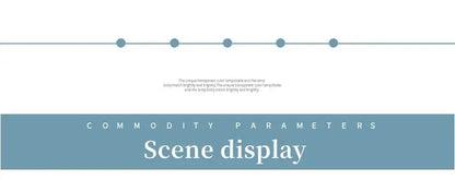 Minimalist scene display with commodity parameters text for DecorBites luxury nordic led chandelier in dining room setting