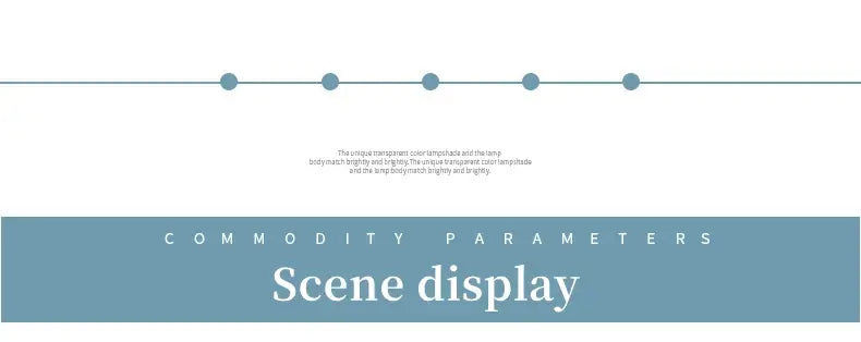 Minimalist scene display with commodity parameters text for DecorBites luxury nordic led chandelier in dining room setting