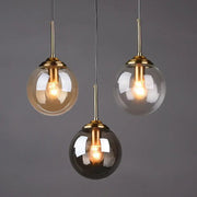 Decorbites luxury nordic led chandelier with three glass shades in clear amber and smoked glass for dining room