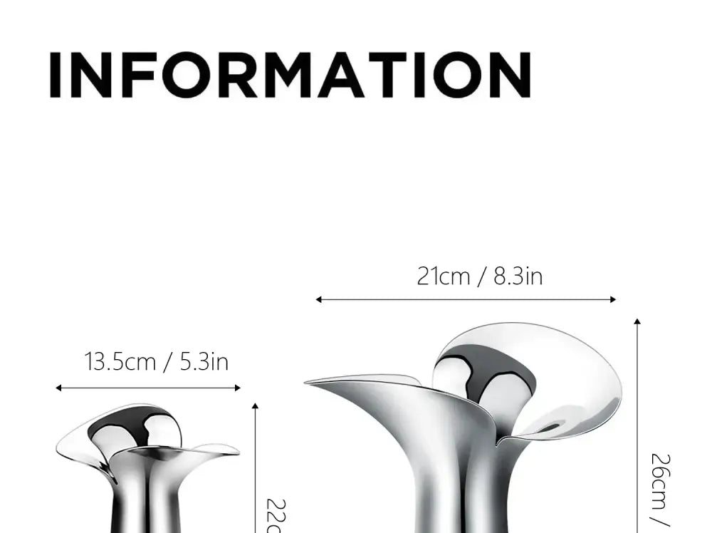 Silver sleekly curved flower-shaped luxury stainless steel vase by decorbites for elegant home decor display