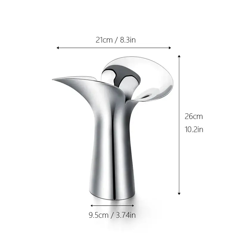 A sleek silver-toned luxury stainless steel vase with a modern sculptural design for home decor by decorbites