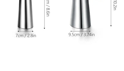 Two luxury stainless steel vases by decorbites with diameters of 7cm and 9.5cm for elegant home decor