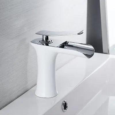 Mai - Single Handle Gold Bathroom Faucet - White & Chrome