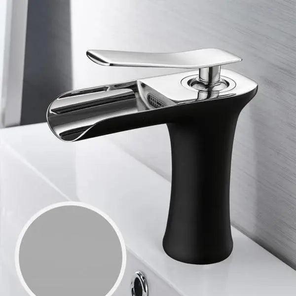 Mai - Single Handle Gold Bathroom Faucet - Black & Chrome