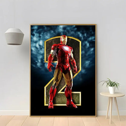 Framed diamond painting portrait of red and gold iron man for marvel iron man home decor by decorbites™