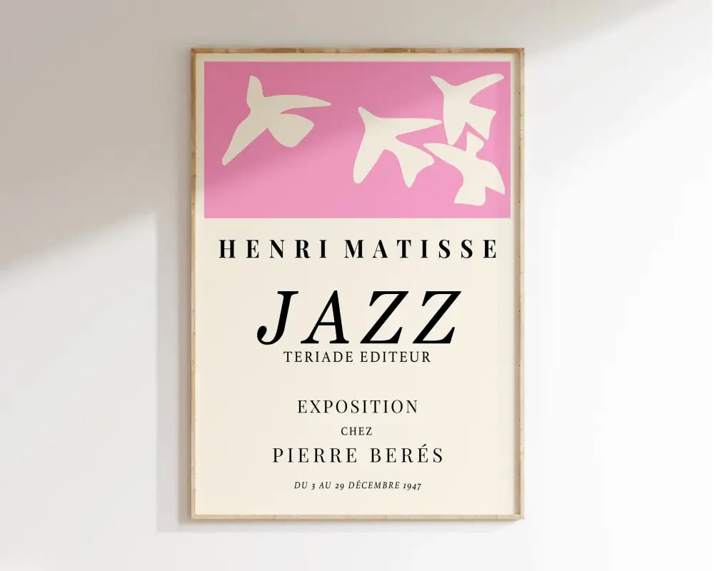 A framed decorbites™ matisse floral art print with pink and white bird design from the market matisse collection